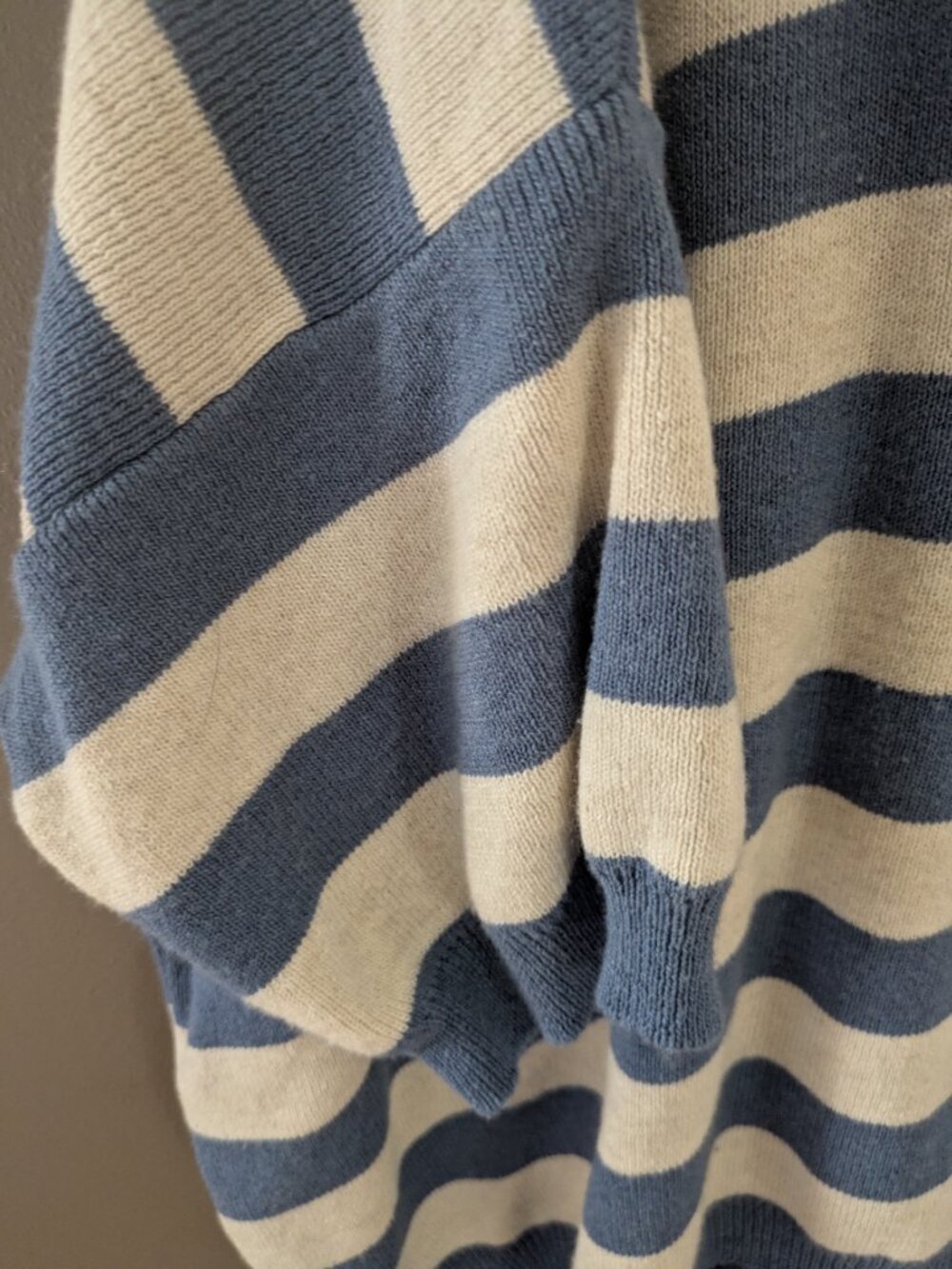 mersea by voyageur woman short sleeve knit sweater cream blue stripes L #868 - Picture 4 of 7